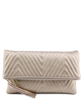 Chevron Quilted Bifold Crossbody Clutch LP048QA GOLD
